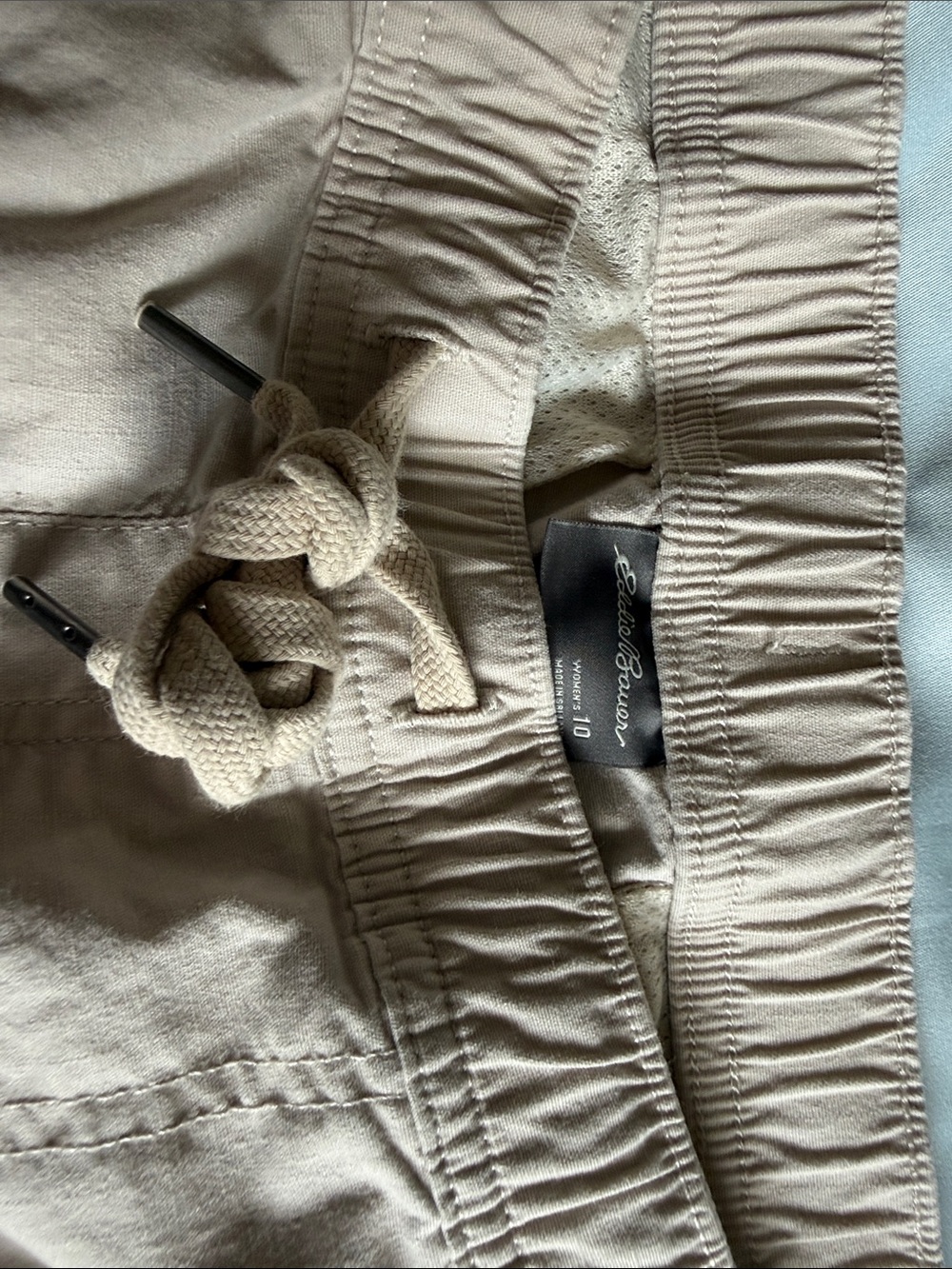 Womens Casual Drawstring Cargo Pants in Beige - Picture 3 of 3